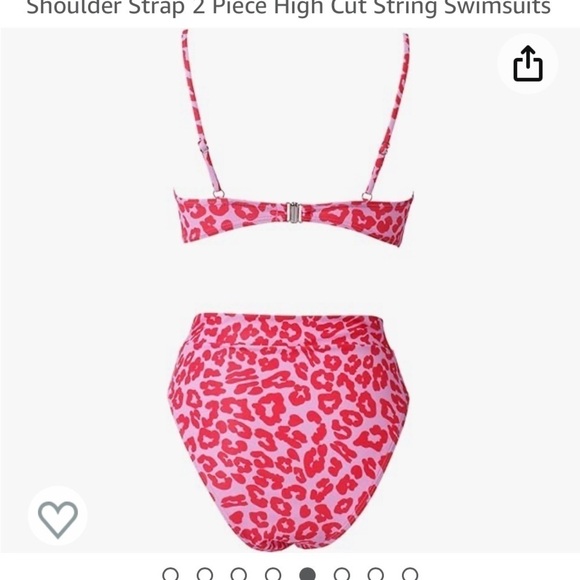 NWT Women High Wasited Bikini Shoulder Strap 2 Piece High Cut String Swimsuits - Picture 4 of 4